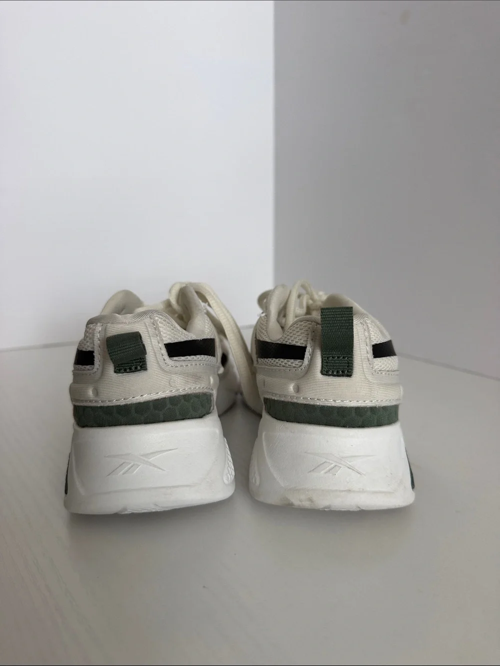 Reebok Kids Cream Sneakers with Black & Green Accents size 13c